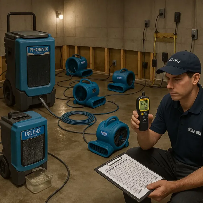 Structural Drying and Dehumidification process in Andrews AFB, MD